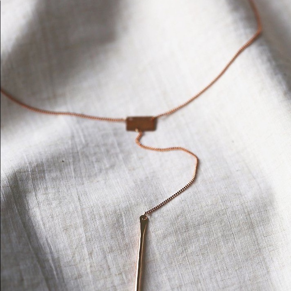 Free People Lariat Bar Gold Necklace